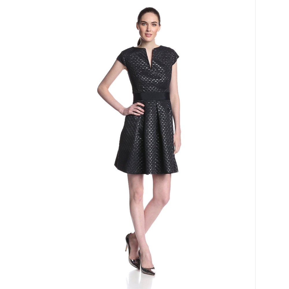 Ted Baker Carice Metallic Jacquard Capsleeve Mini Dress, Dark Navy, Size 2 TB